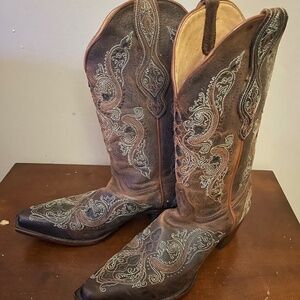 Shyanne Isabella Inlay Stud Womens Western Cowboy Boots Shoes sz 9